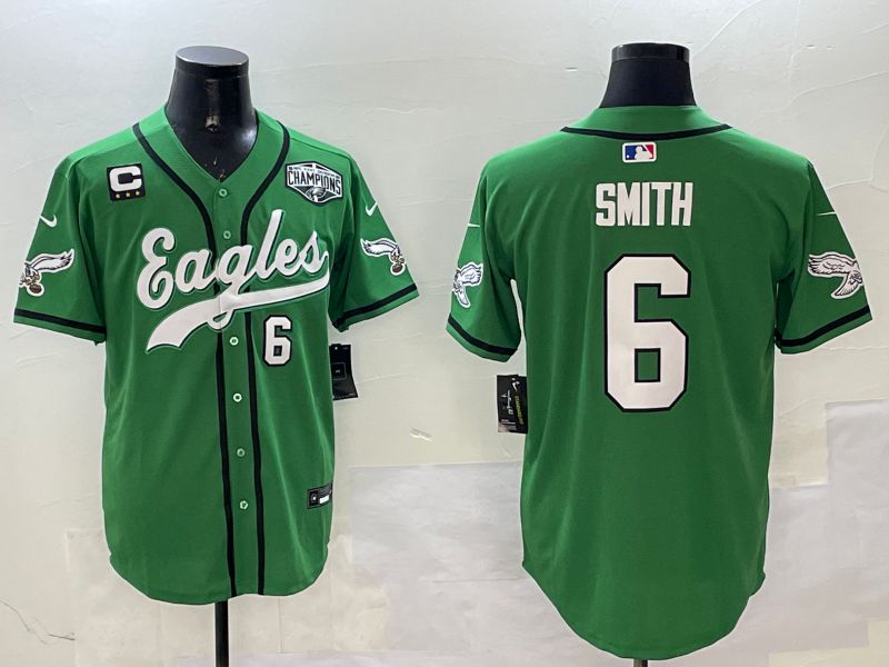 Men Philadelphia Eagles 6 Smith Green three generations Jointly Name 2025 Nike Limited NFL Jersey style 6